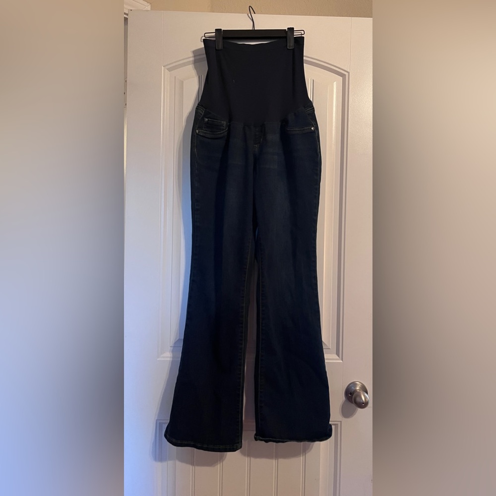 Maternity Indigo Blue Women's Flare Jeans - Deep Blue